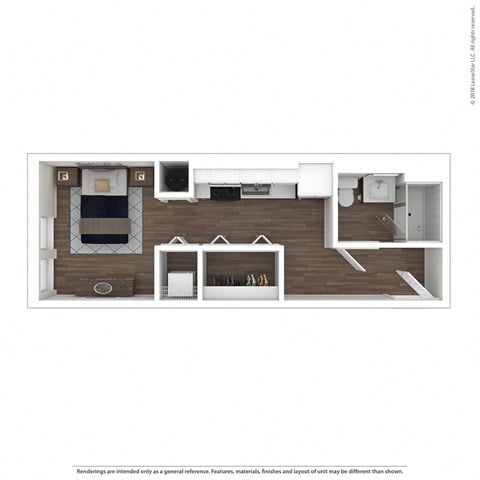 Floor plan for studio, 1 bath, 420 sqft